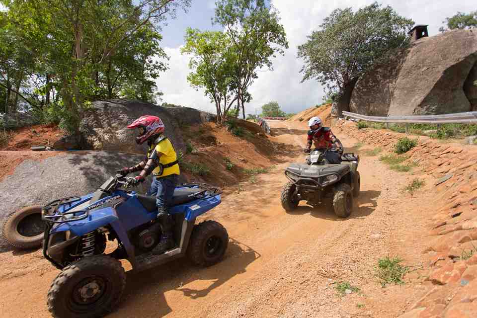 ATV rider racing through trail at Sahas Adventure Park Hyderabad